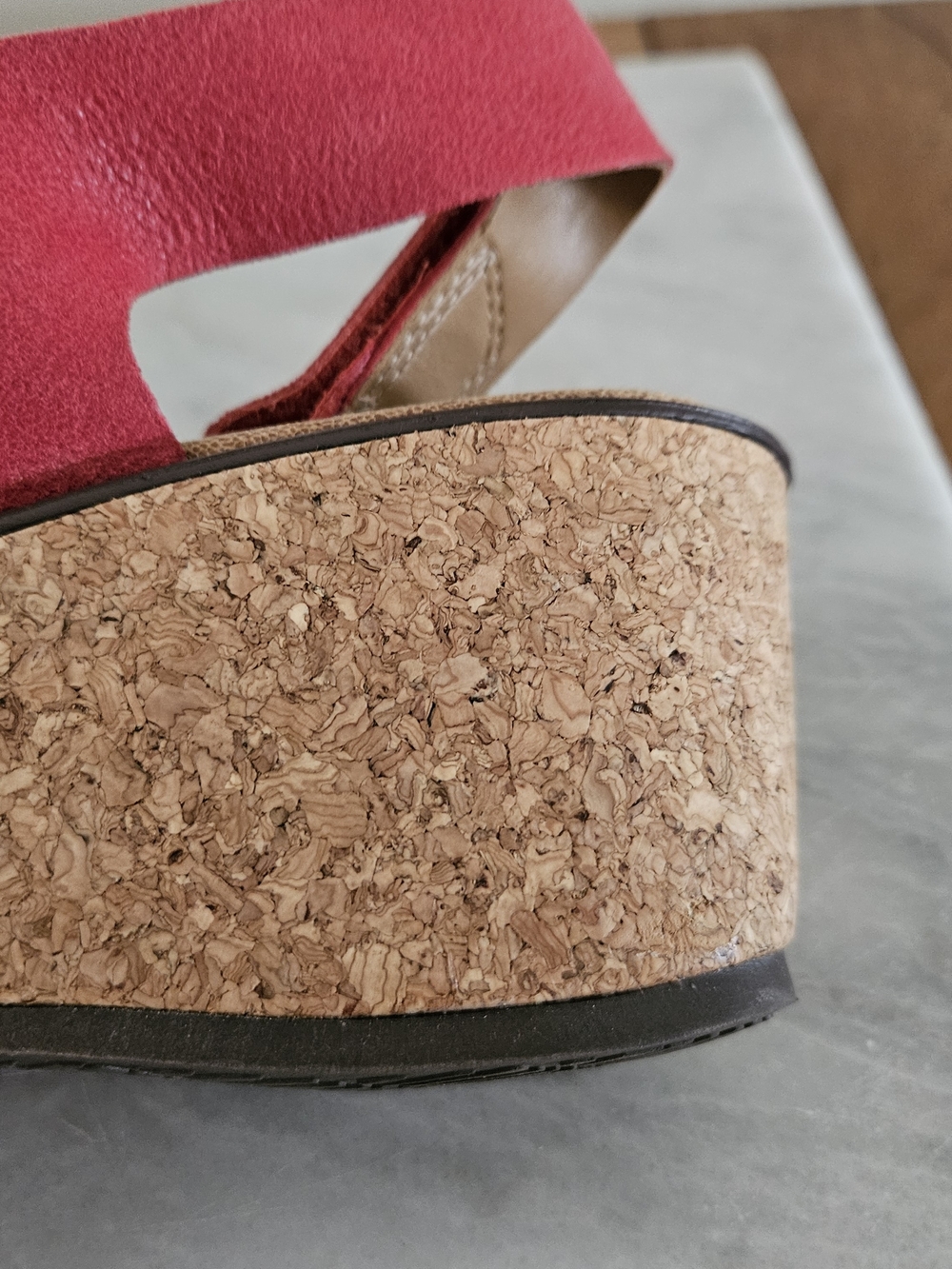 Women’s Clarks Red Cork Wedge Sandals - Picture 13 of 13